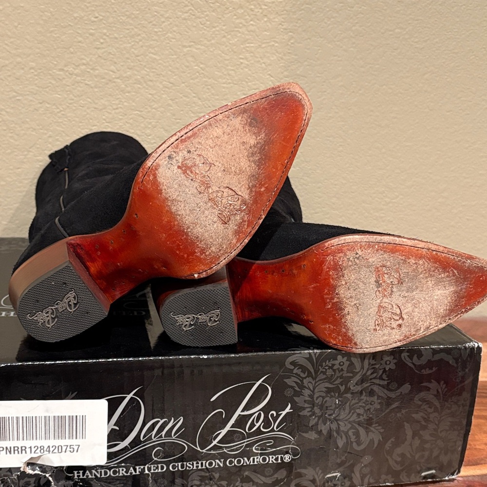 Dan Post Women's Black Suede Heeled Boots - Picture 5 of 10